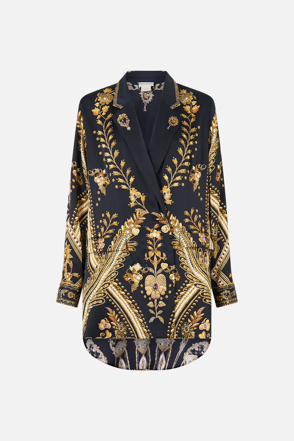 The CAMILLA OPEN BACK GOWN WITH FRONT SPLIT MEET ME AT THE MET in our  print.
