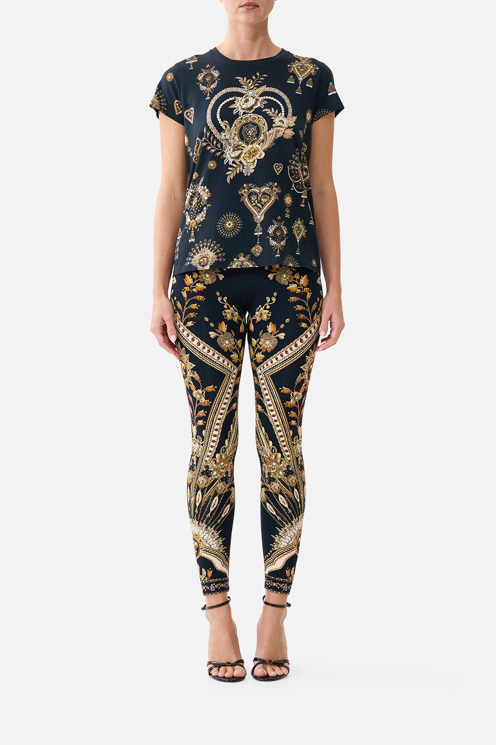 The CAMILLA TIERED SKIRT WITH RUFFLE DETAIL MILLAMORPHOSIS in our MILLAMORPHOSIS print.