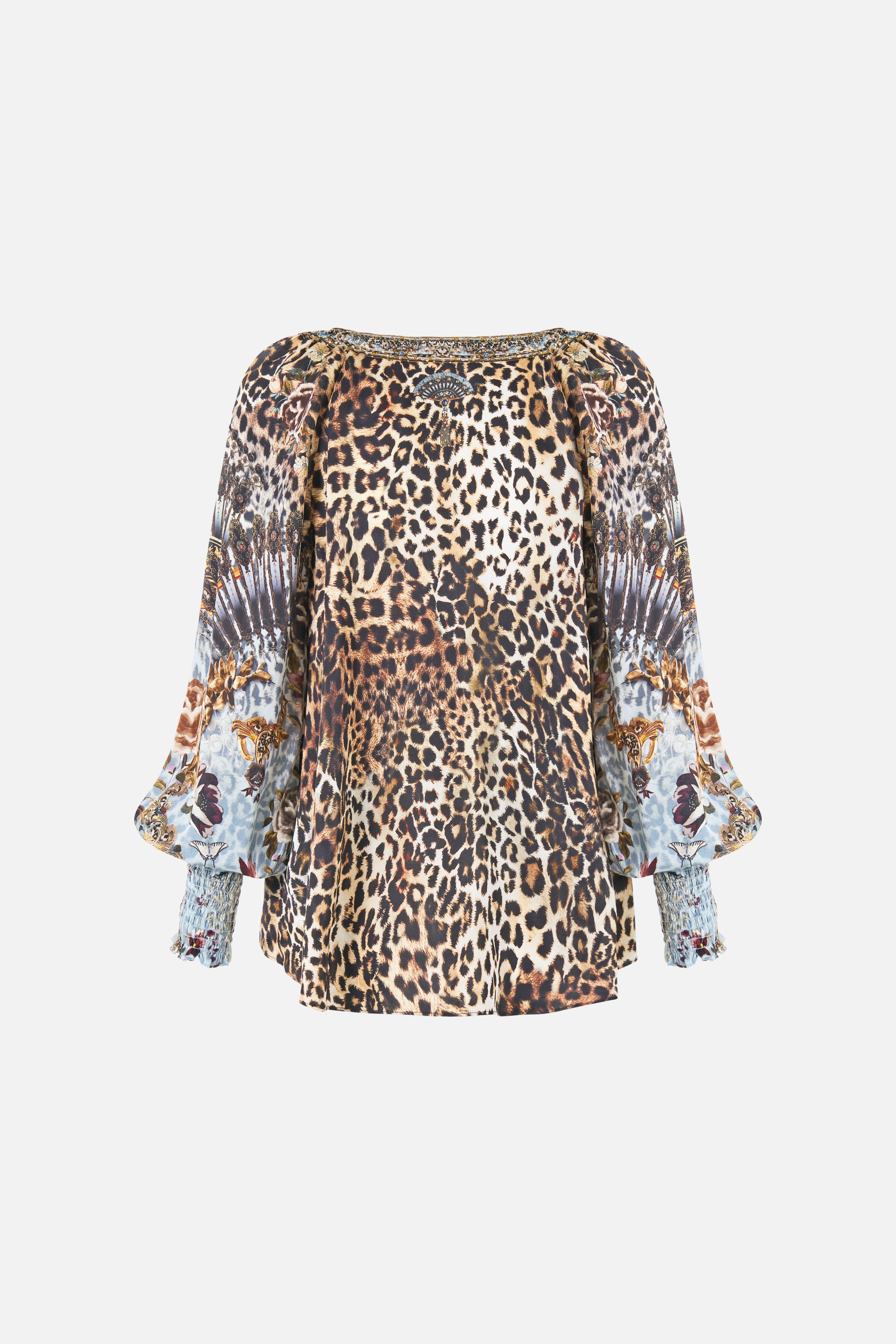 The CAMILLA WIDE LEG BELTED JEAN DENIM in our  print.
