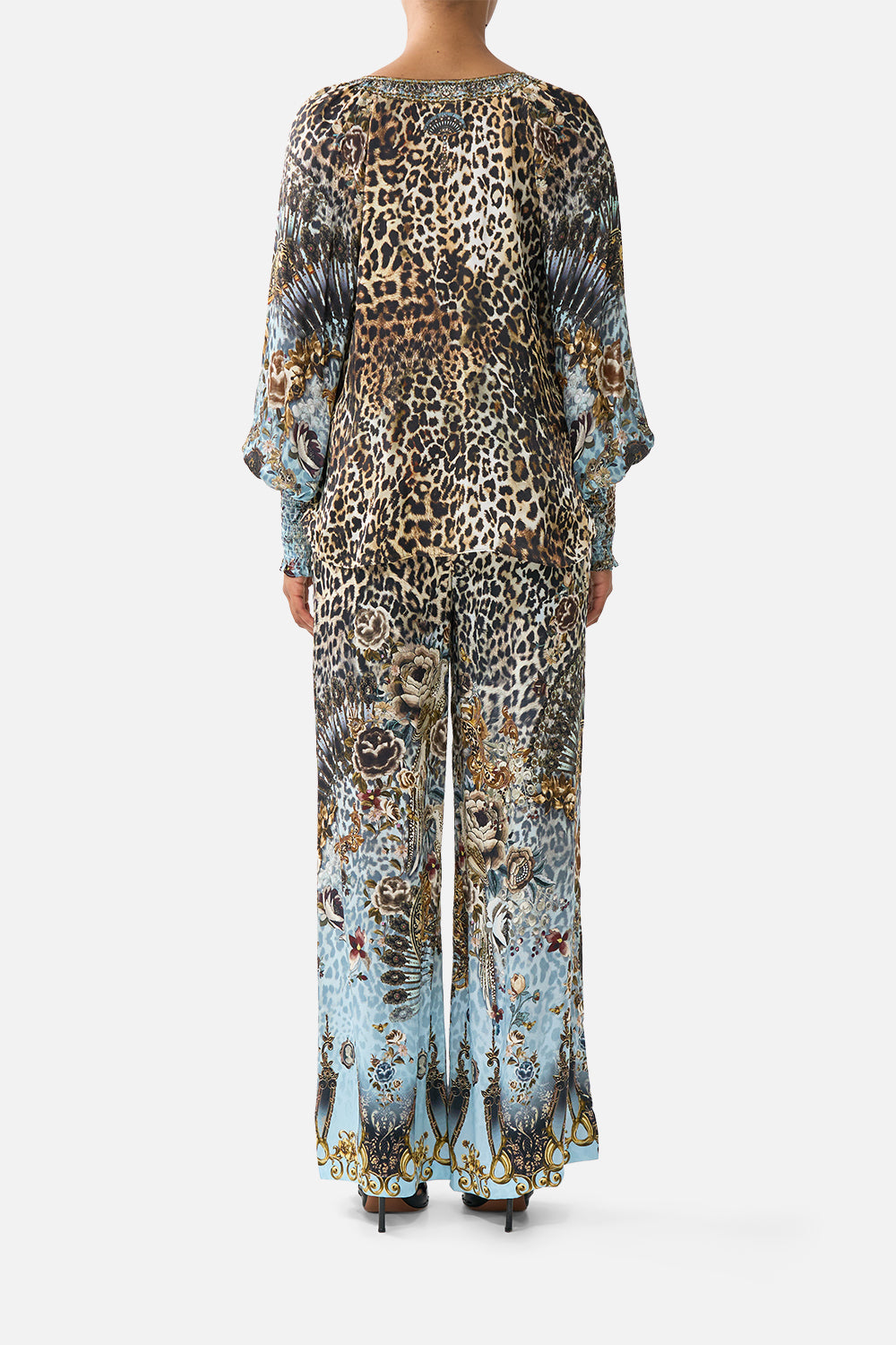 The CAMILLA WIDE LEG BELTED JEAN DENIM in our  print.