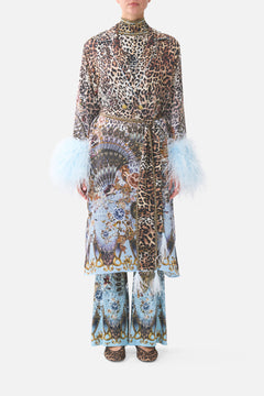 SPLIT CUFF SOFT COAT WITH FEATHERS FIESTA, SIESTA, REPEAT