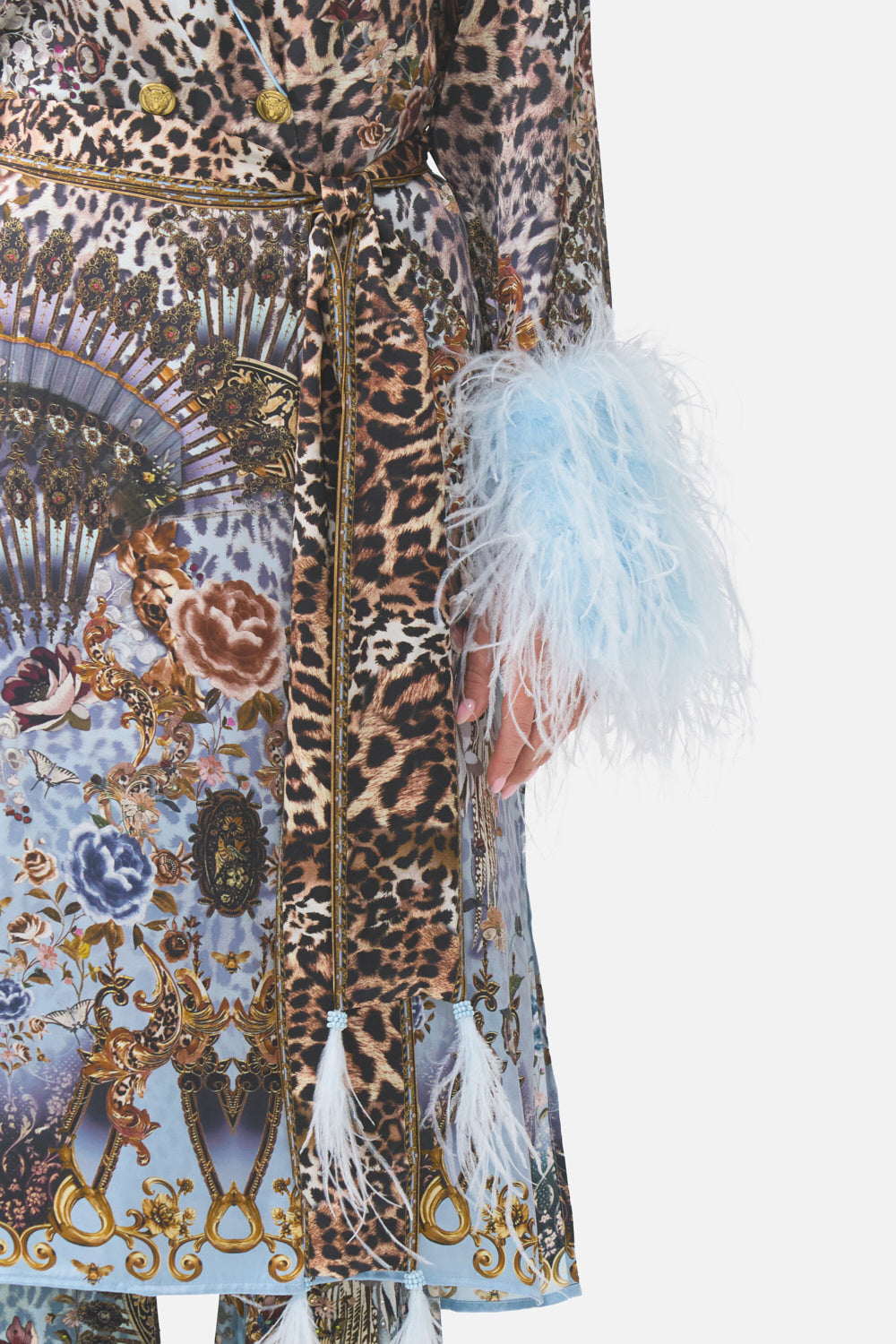 SPLIT CUFF SOFT COAT WITH FEATHERS FIESTA, SIESTA, REPEAT