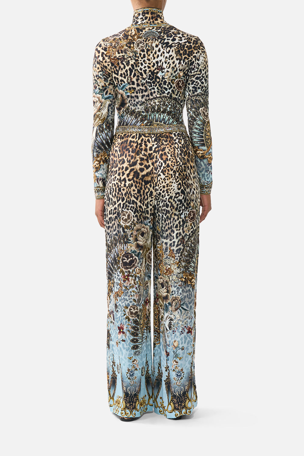 The CAMILLA MESH OFF SHOULDER GATHERED JERSEY DRESS A BELOVED BOUDOIR in our  print.