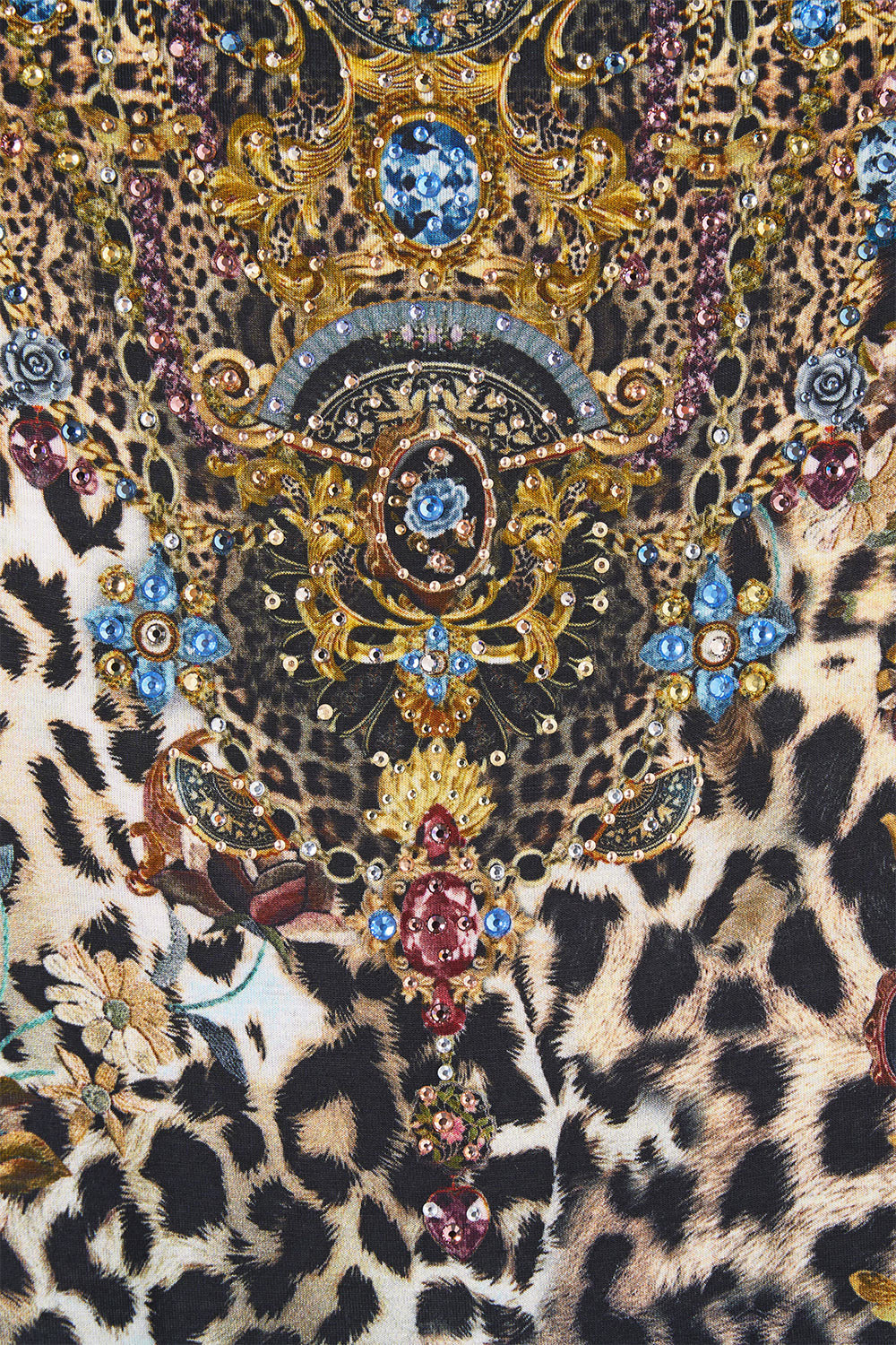 The CAMILLA UNDERWIRE SQUARE NECK ONE PIECE W SCOOP BACK WANDERLUST EMPIRE in our  print.