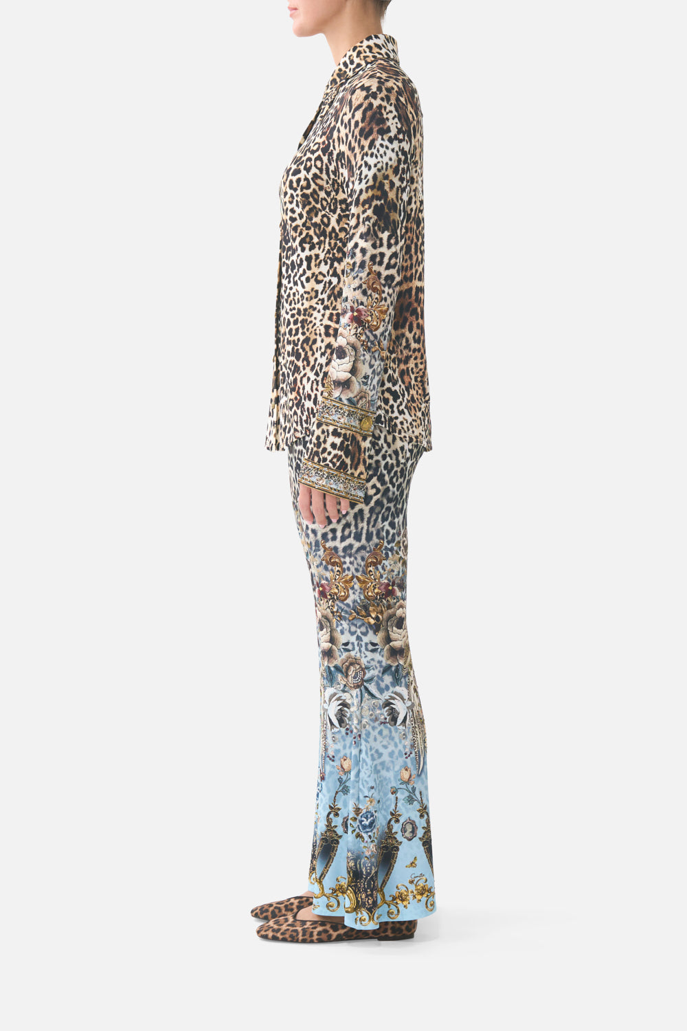 The CAMILLA MESH STRAIGHT LEG BEACH PANT LEOTIGRA LAND in our  print.