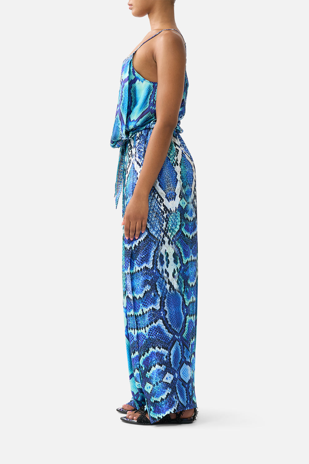 The CAMILLA LONG SARONG W GATHERED BAR TRIM PALACE ZOOLOGY in our  print.