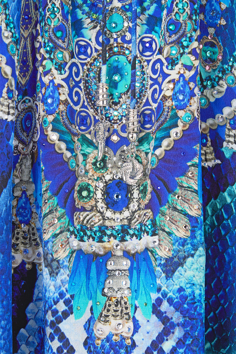 The CAMILLA WIDE LEG TROUSER WITH FRONT POCKETS WANDERLUST EMPIRE in our  print.
