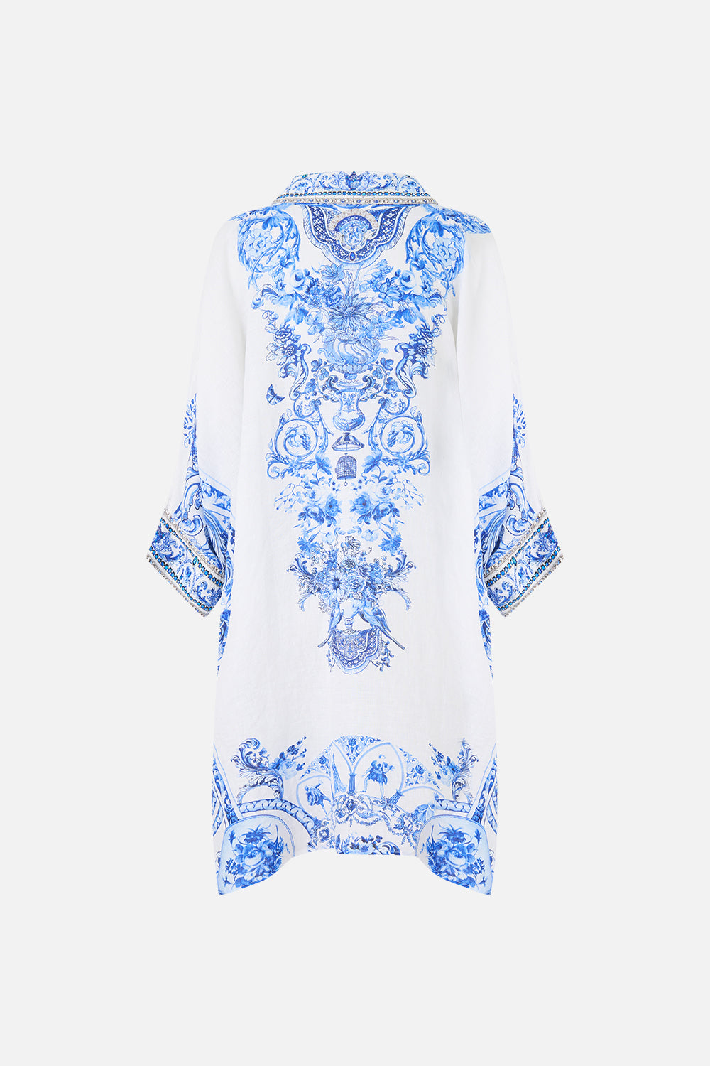 The CAMILLA VOLUME SLEEVE SHIRT DRESS WITH TIE TAURUS RISING in our  print.