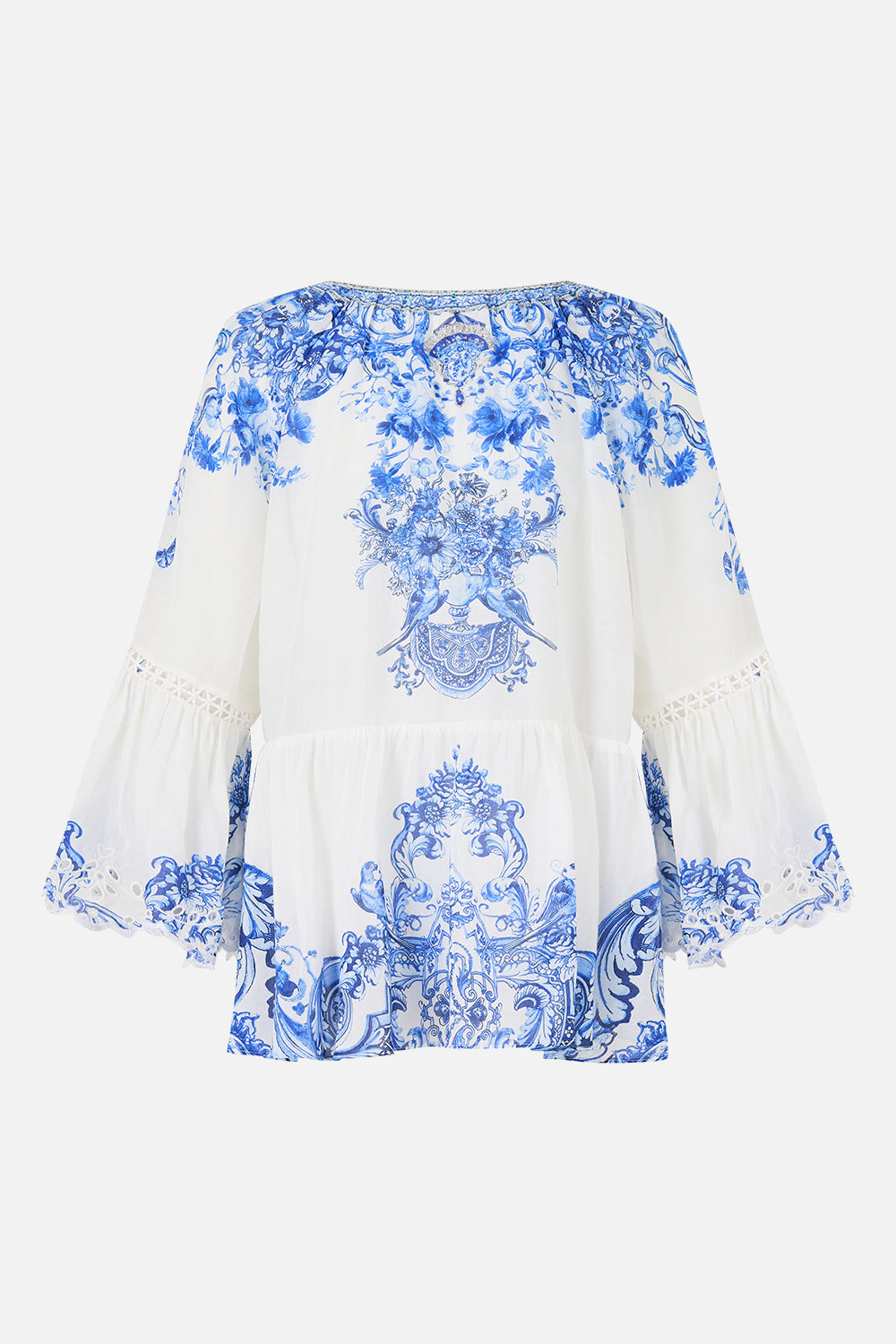 The CAMILLA SLIM FIT ROUND NECK T-SHIRT CERAMIC PANORAMIC in our  print.
