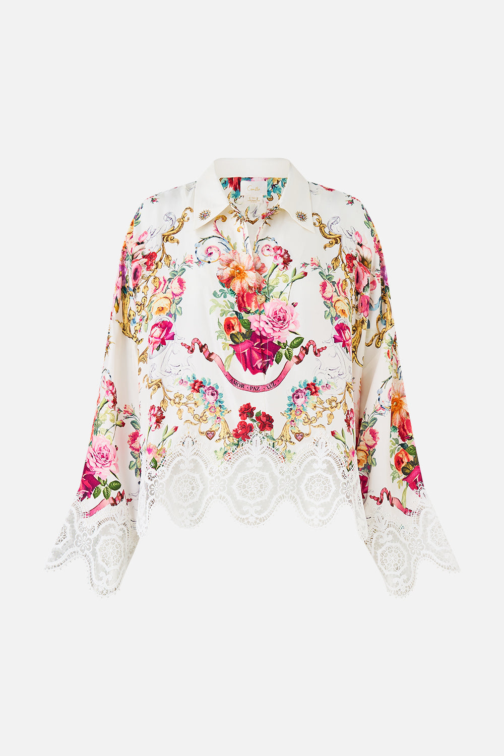 The CAMILLA RELAXED BLOUSE WITH FRILL SLEEVE DETAIL ART FOR THE ARTISANS in our  print.
