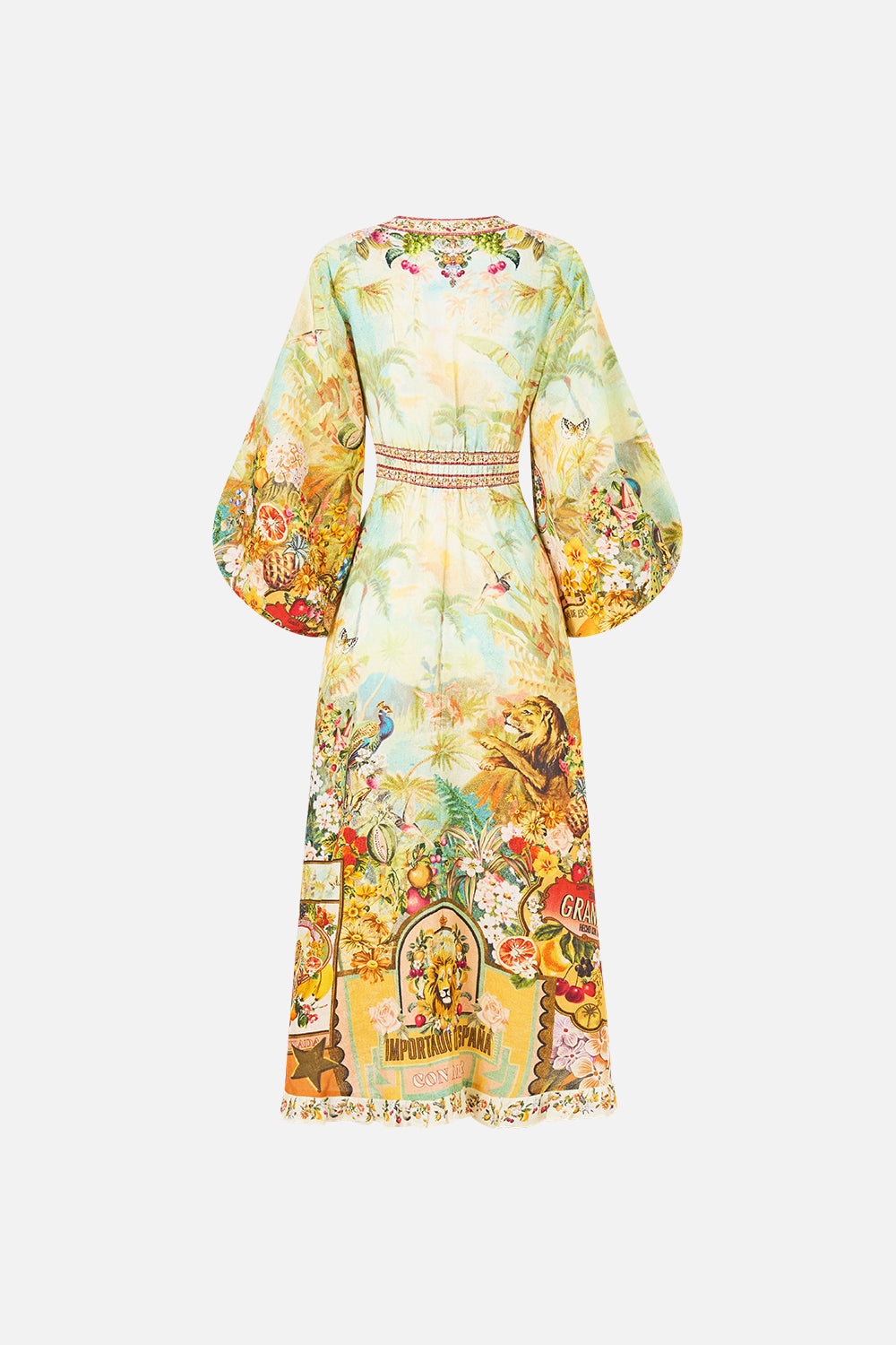 The CAMILLA BUTTON FRONT FRILL DRESS LACED WITH LOVE in our  print.