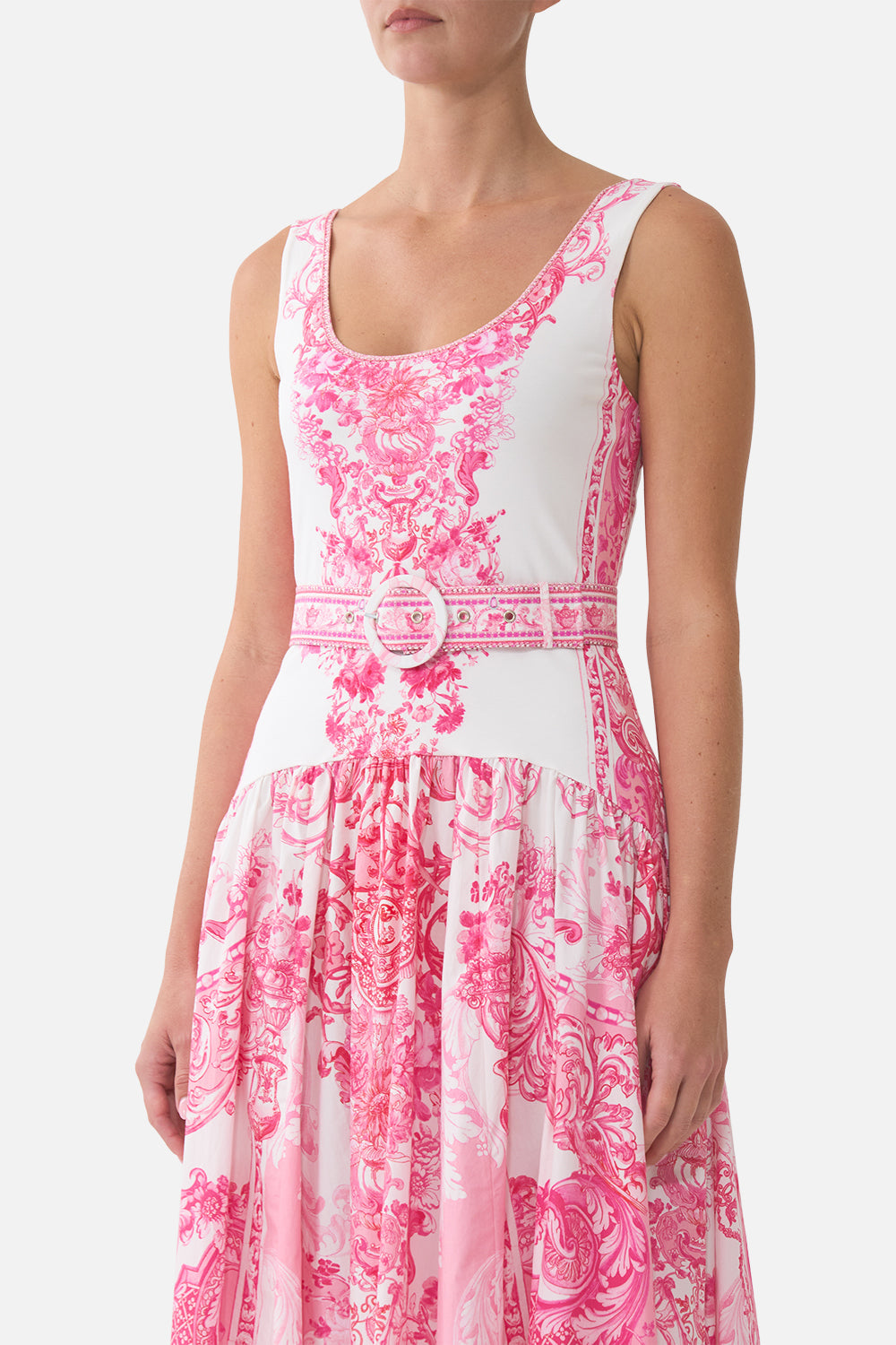 The CAMILLA SILK CHIFFON SHRUG CERAMIC PANORAMIC in our  print.