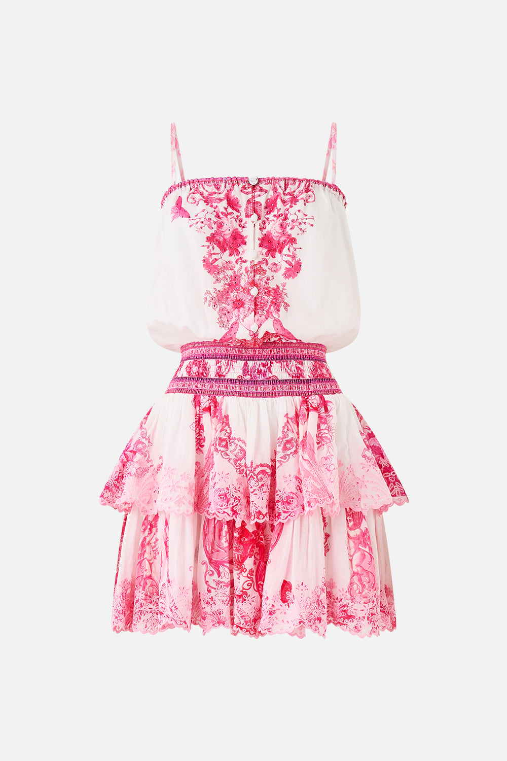SHIRRED WAIST MINI DRESS LIVIN LA VIDA ROSA