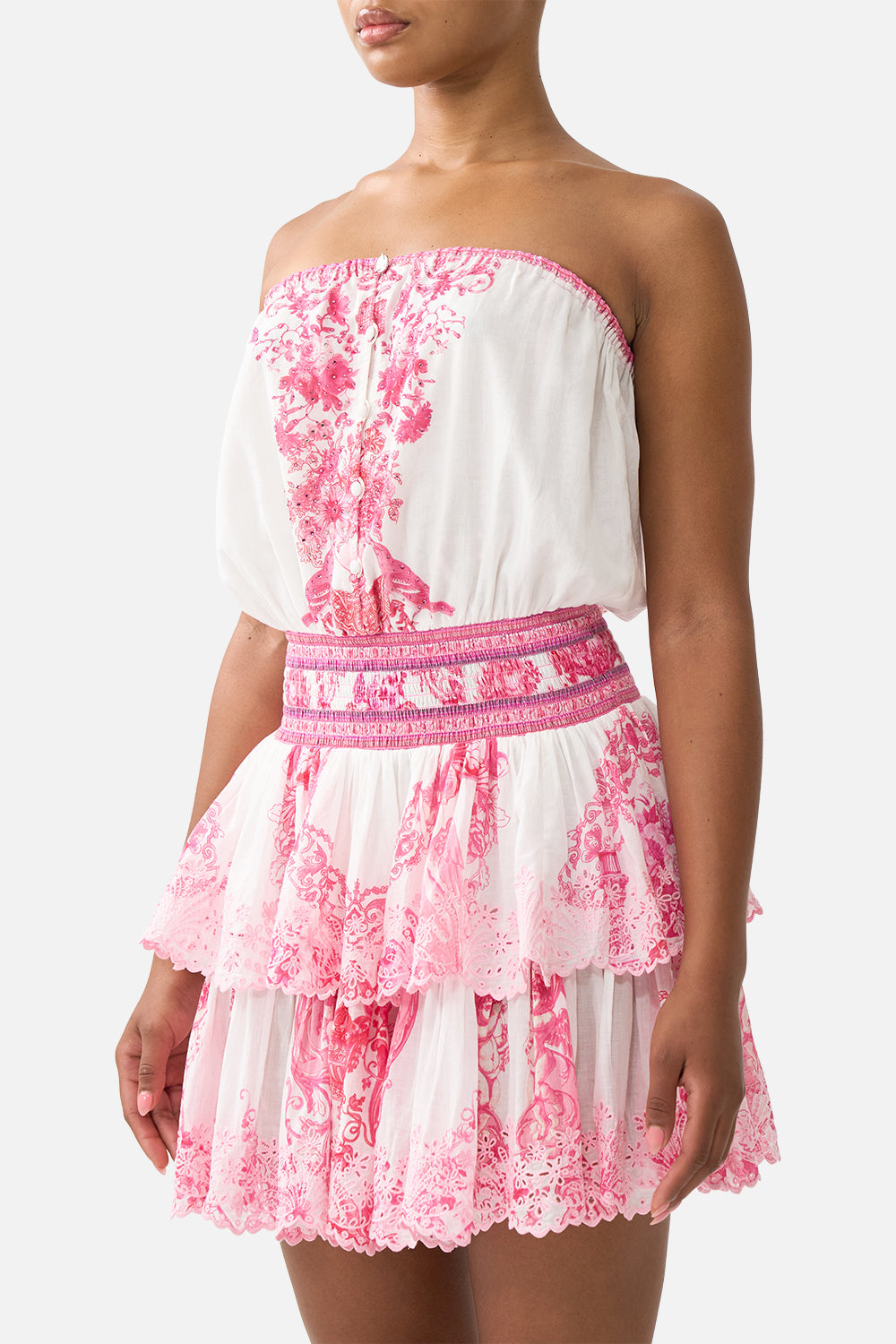SHIRRED WAIST MINI DRESS LIVIN LA VIDA ROSA