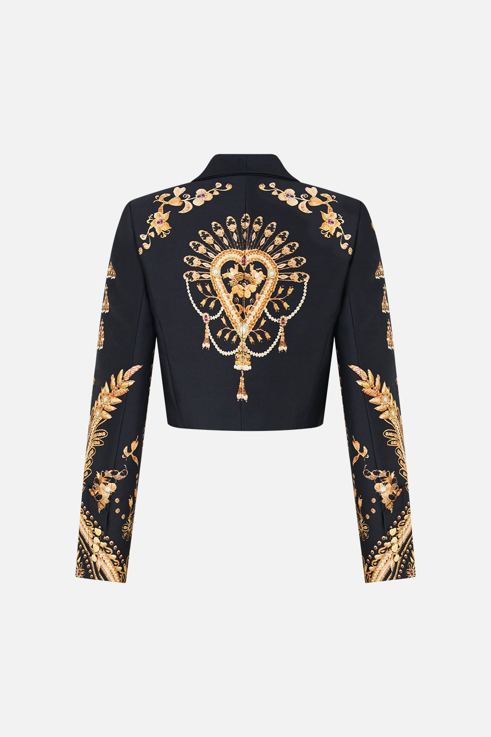 The CAMILLA HALF ZIP KNIT SWEATER NIGHT GARDEN in our  print.
