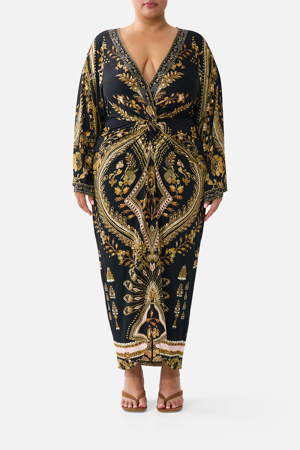 The CAMILLA GATHERED WAIST KAFTAN DIAL UP THE TILES in our  print.