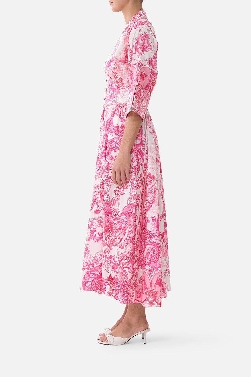 SHAPED WAISTBAND MIDI DRESS LIVIN LA VIDA ROSA