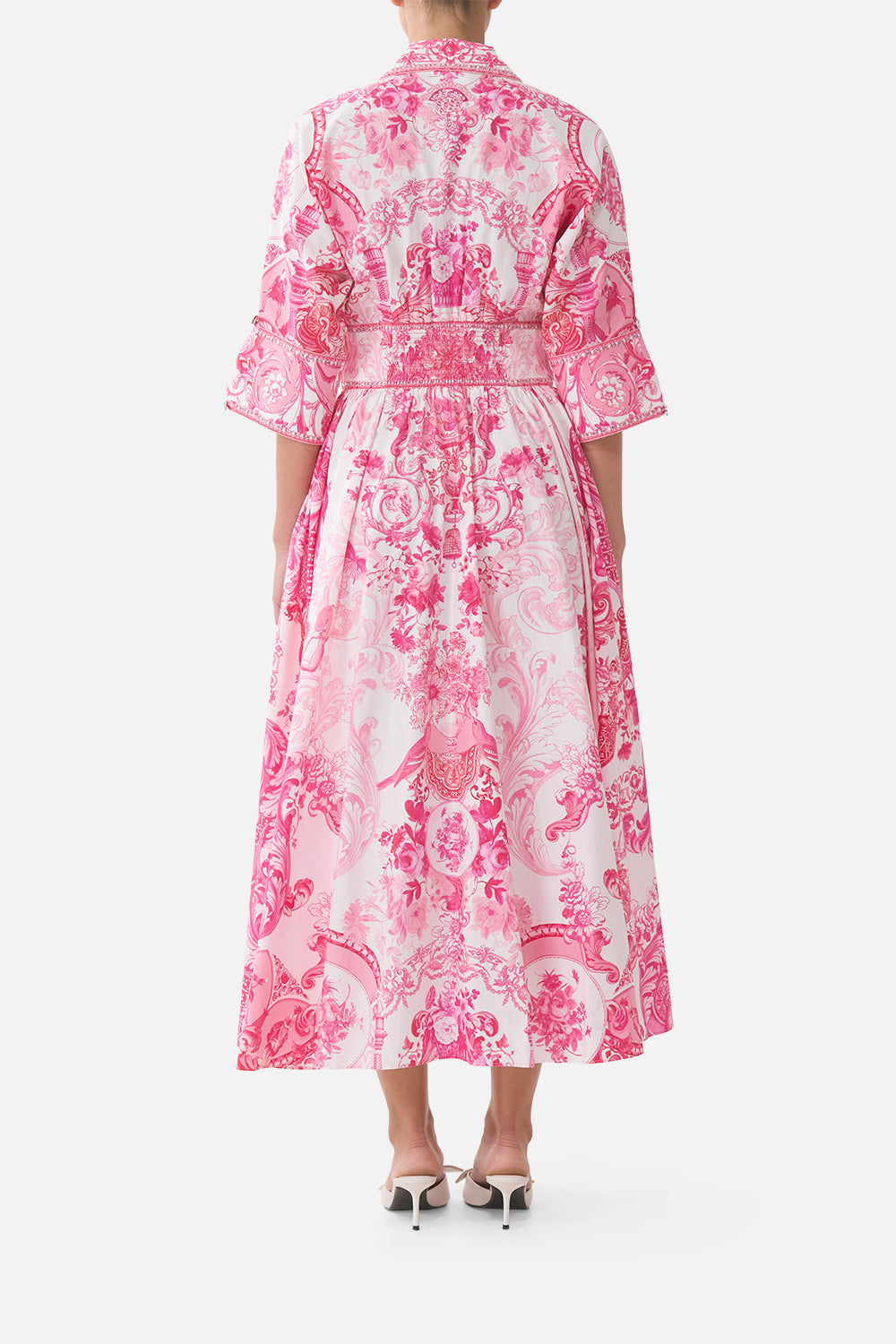 SHAPED WAISTBAND MIDI DRESS LIVIN LA VIDA ROSA