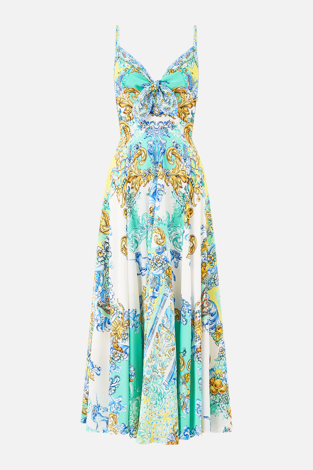 LONG DRESS WITH TIE FRONT DIAL UP THE TILES