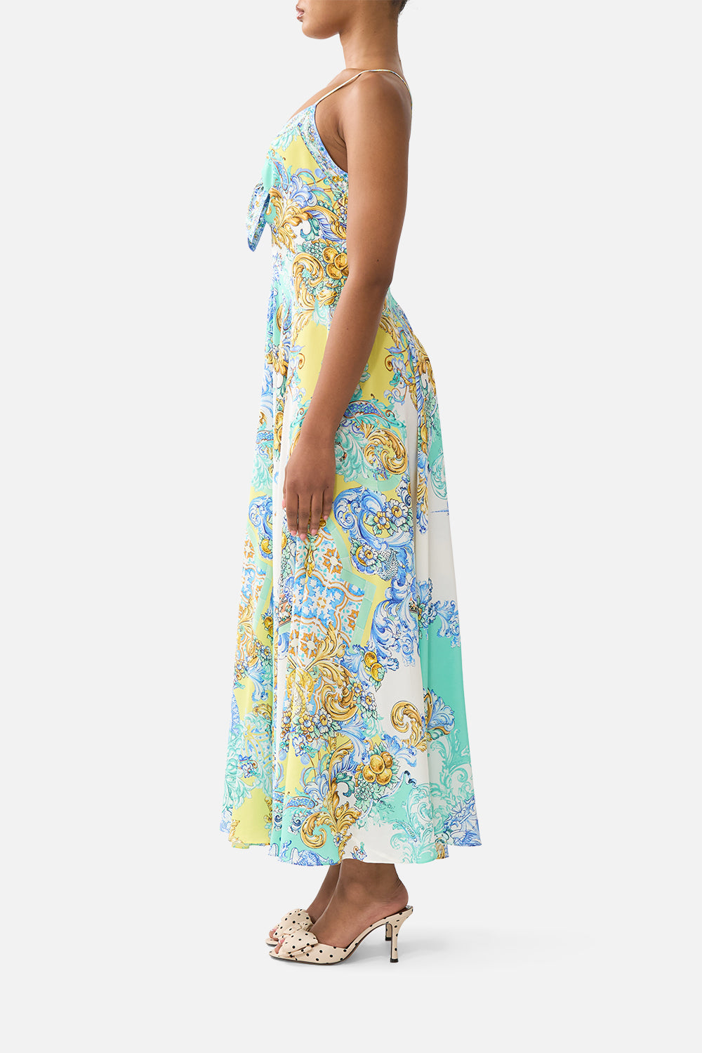 LONG DRESS WITH TIE FRONT DIAL UP THE TILES