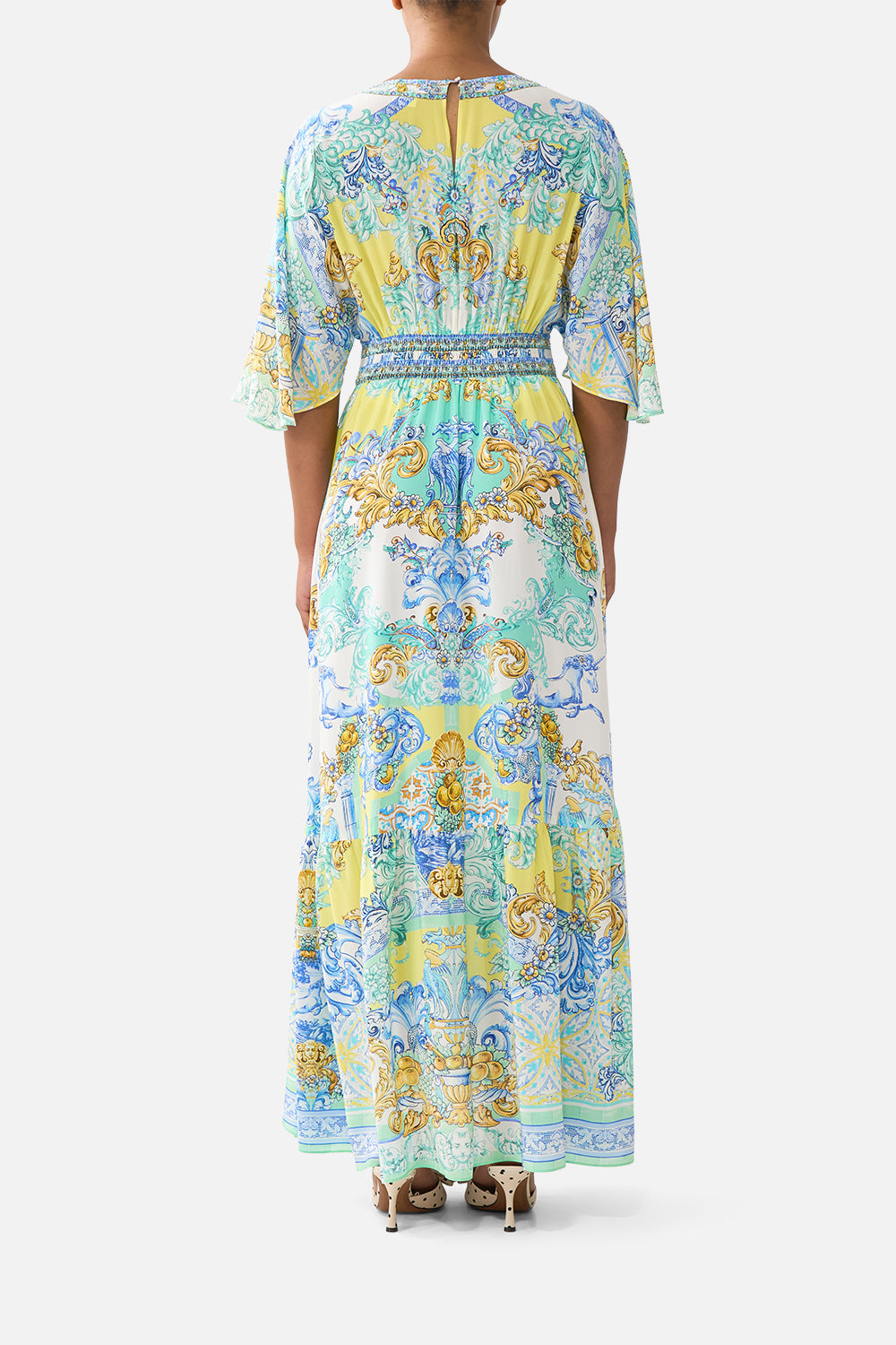 The CAMILLA FITTED JERSEY SHIRT FIESTA, SIESTA, REPEAT in our  print.