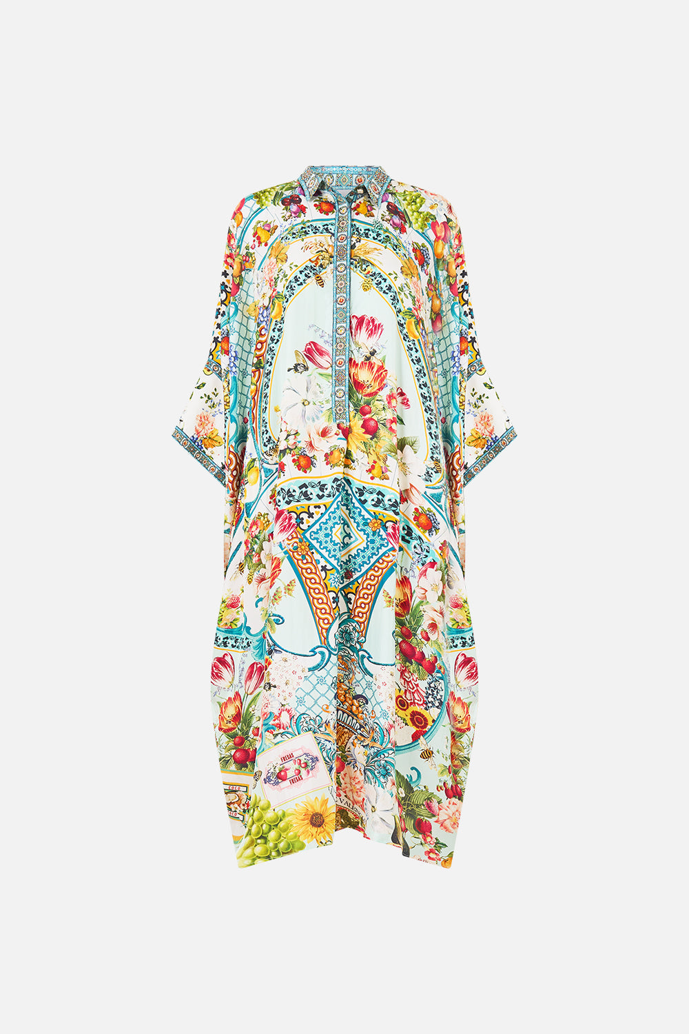The CAMILLA RELAXED SHORT DRESS WITH DROPPED WAIST LACED WITH LOVE in our  print.