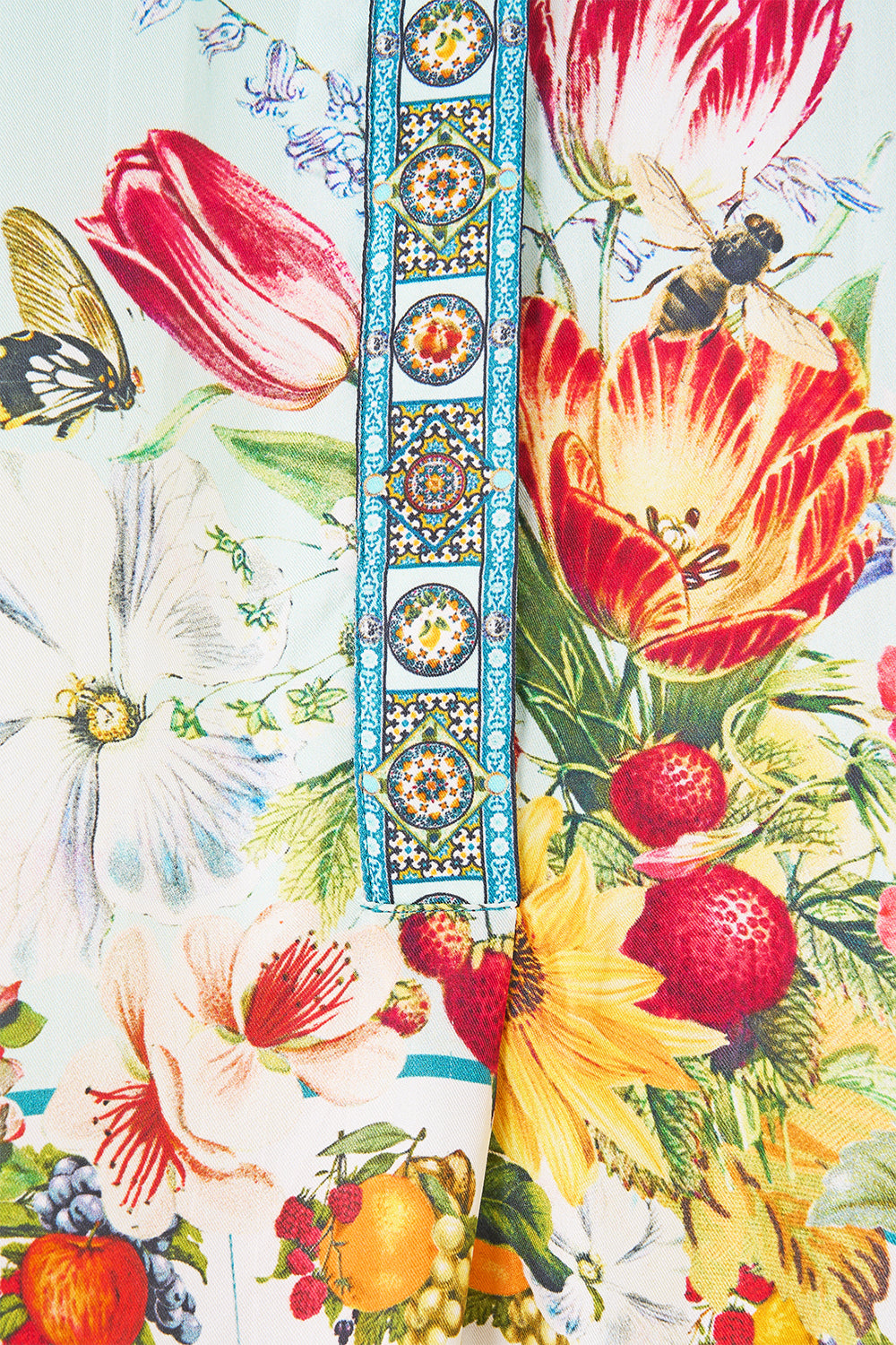 The CAMILLA GATHERED JERSEY LONG DRESS FIESTA, SIESTA, REPEAT in our  print.