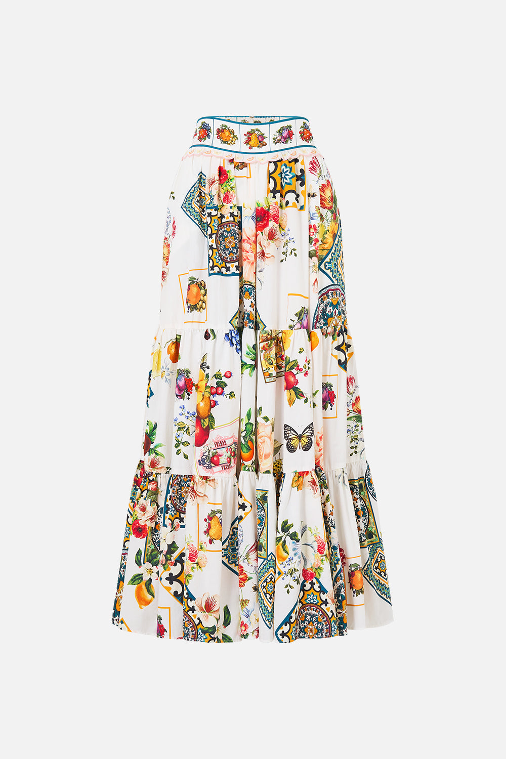 The CAMILLA NORTH SOUTH TOTE MAGIC OF THE MERCADO in our  print.