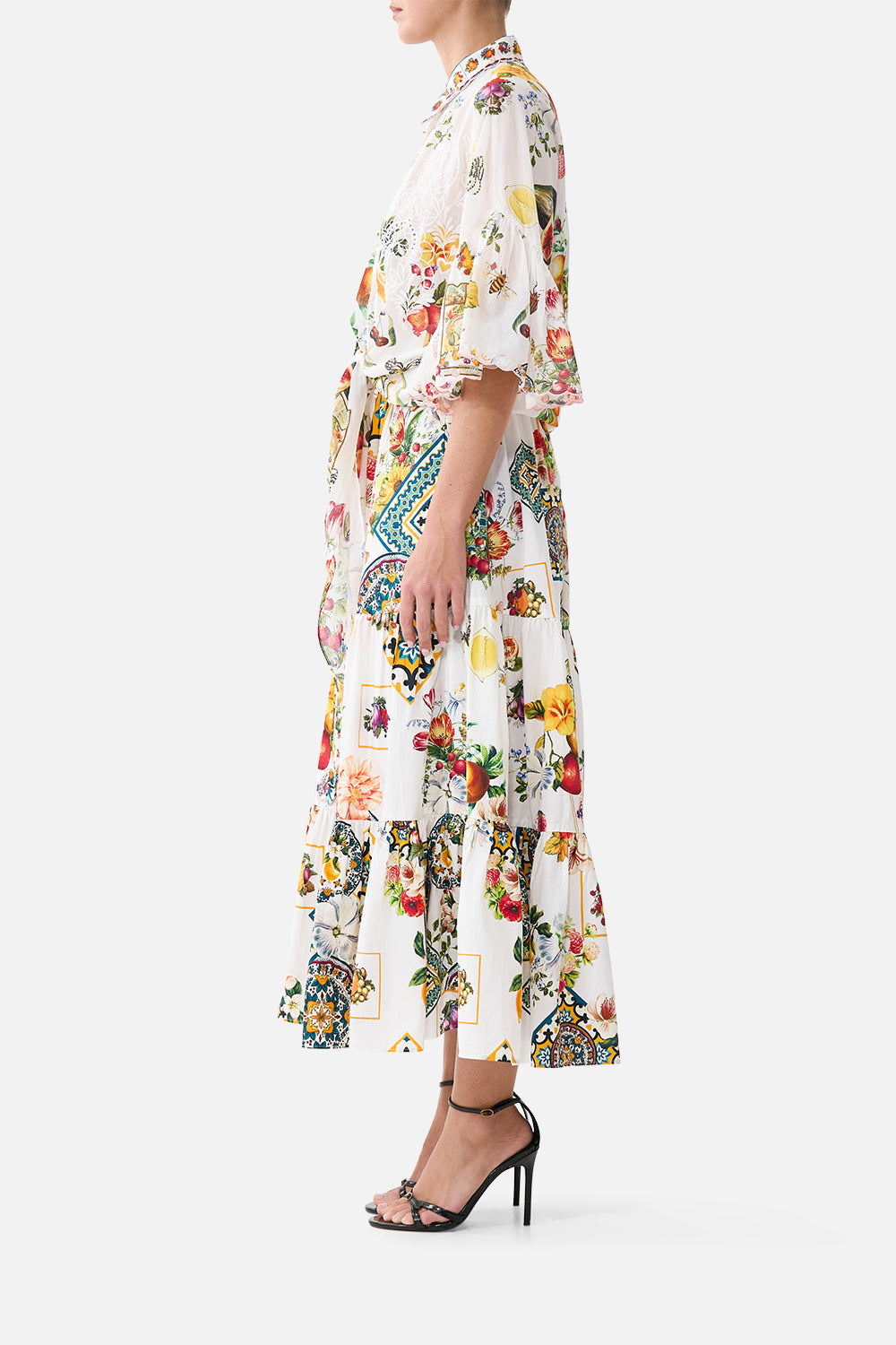 The CAMILLA NORTH SOUTH TOTE MAGIC OF THE MERCADO in our  print.