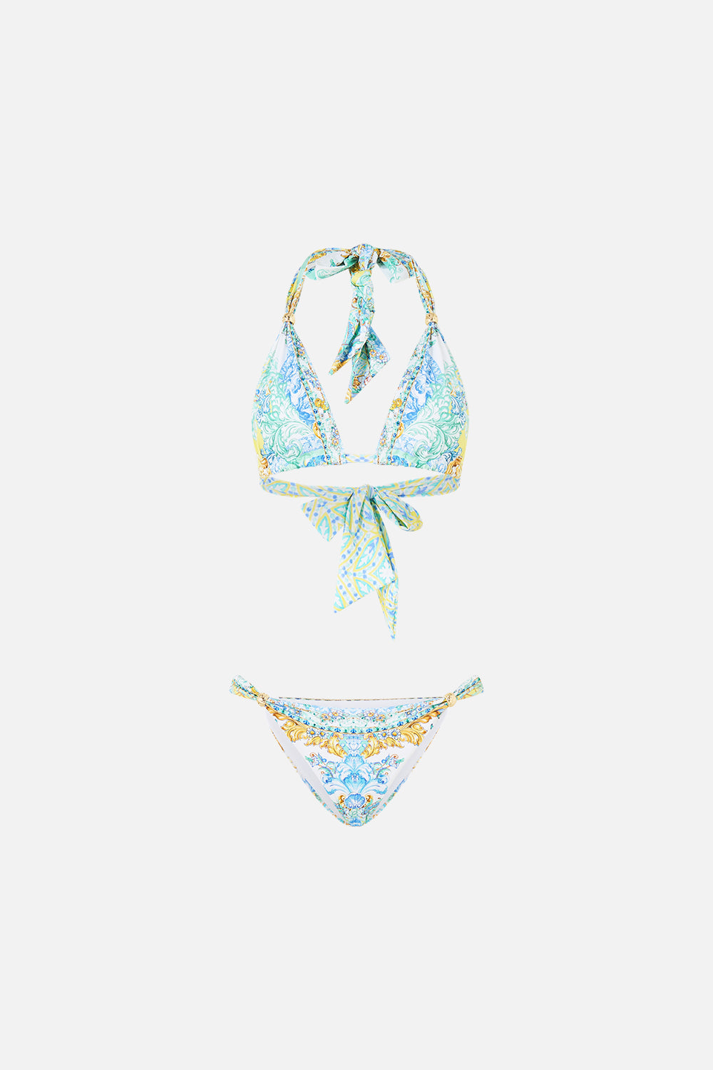 SOFT THICK TIE TRI BIKINI SET W TRIMS DIAL UP THE TILES