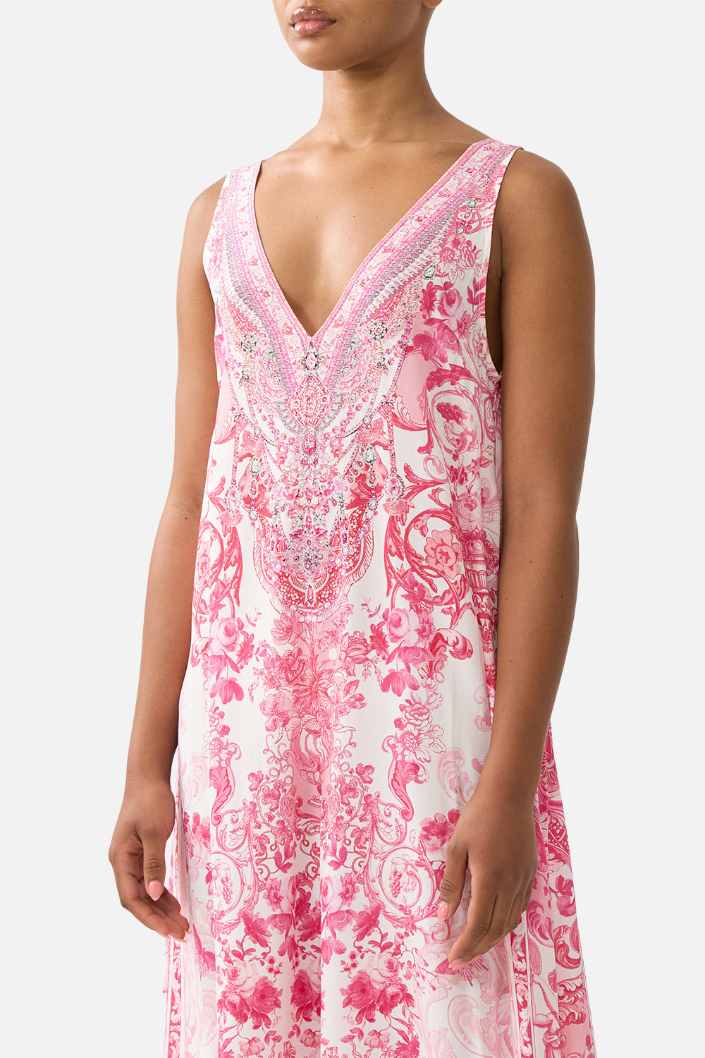 The CAMILLA MID LENGTH BOARDSHORT WITH ELASTIC WAIST SEVILLIAN STYLE in our  print.