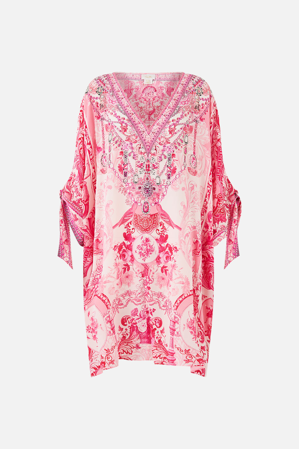 TIE SLEEVE SHORT V NECK KAFTAN LIVIN LA VIDA ROSA