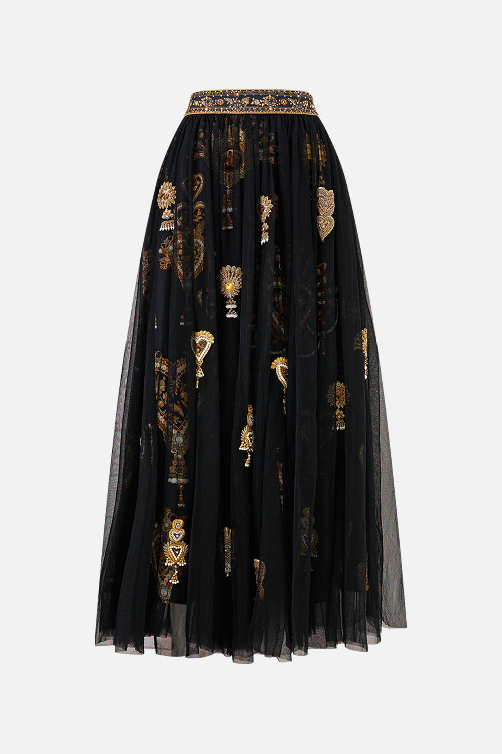 The CAMILLA RUFFLE HEM WRAP SKIRT VA VA VINTAGE in our  print.