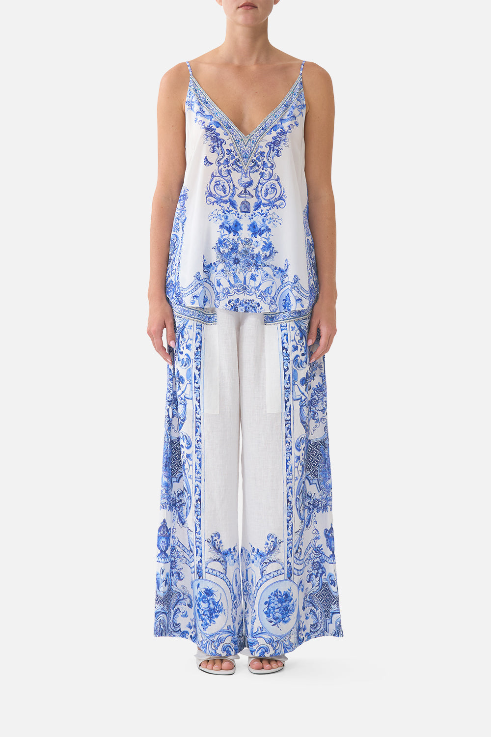 The CAMILLA HALTER NECK TIE ONE PIECE W KEYHOLE WANDERLUST EMPIRE in our  print.