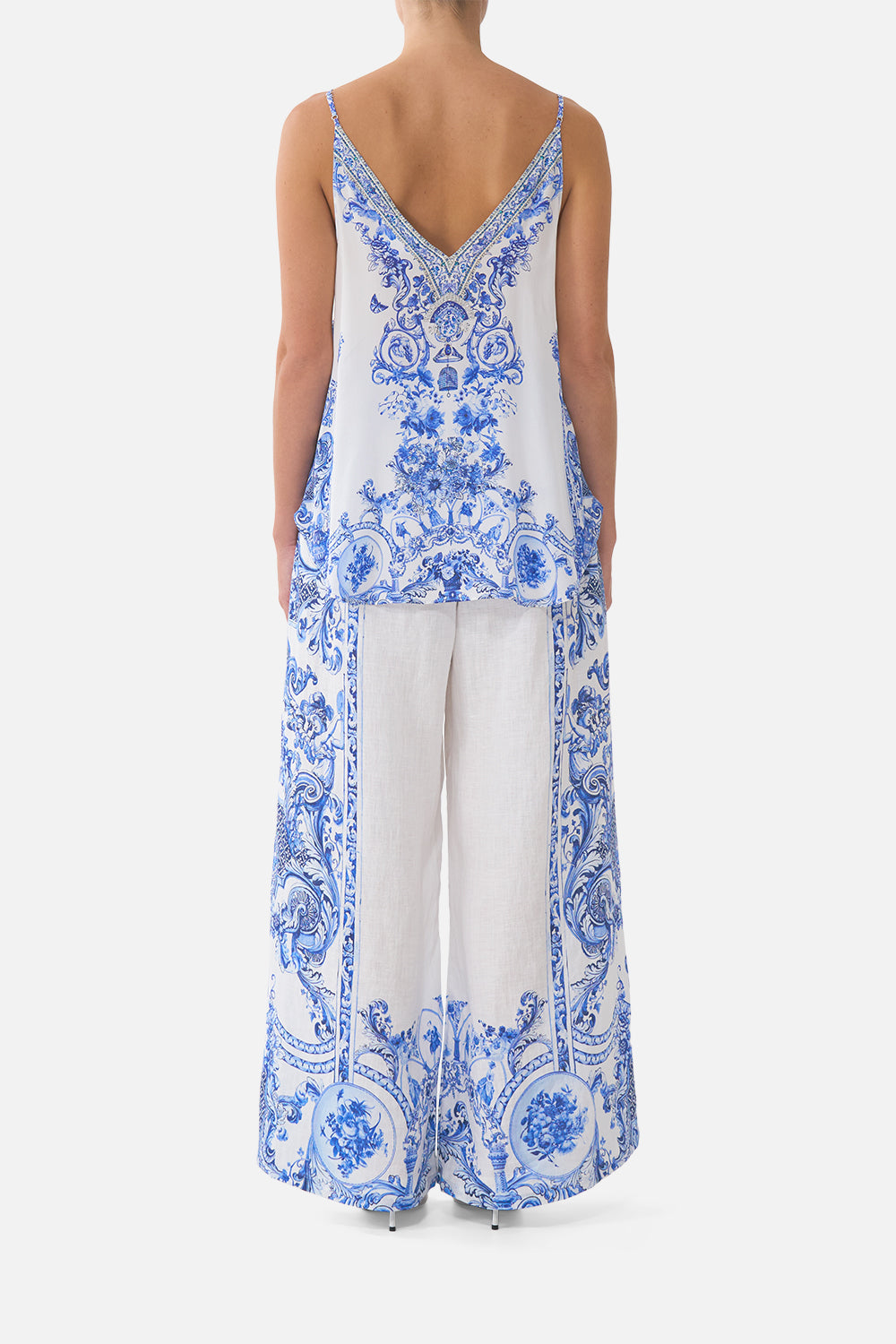 The CAMILLA HALTER NECK TIE ONE PIECE W KEYHOLE WANDERLUST EMPIRE in our  print.