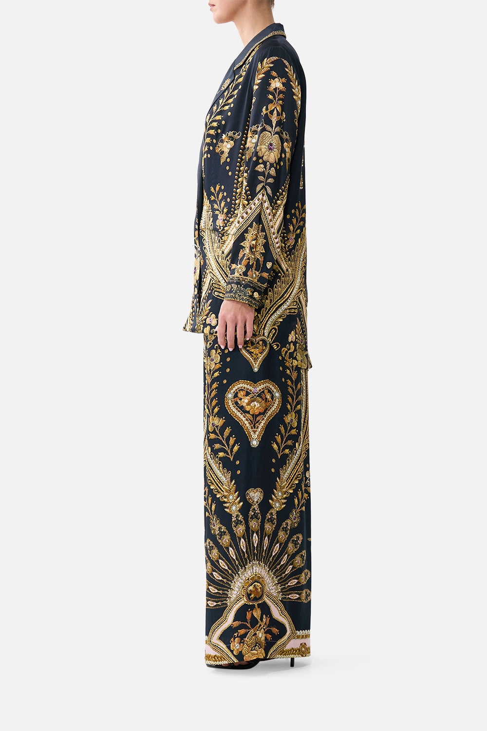 The CAMILLA GOWN WITH DRAPED OPEN BACK A BELOVED BOUDOIR in our  print.