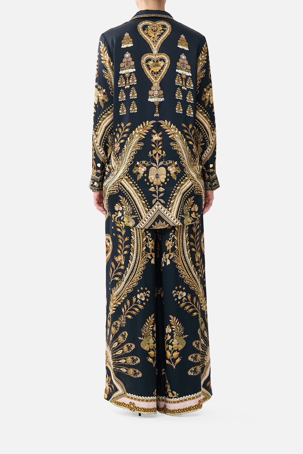The CAMILLA GOWN WITH DRAPED OPEN BACK A BELOVED BOUDOIR in our  print.