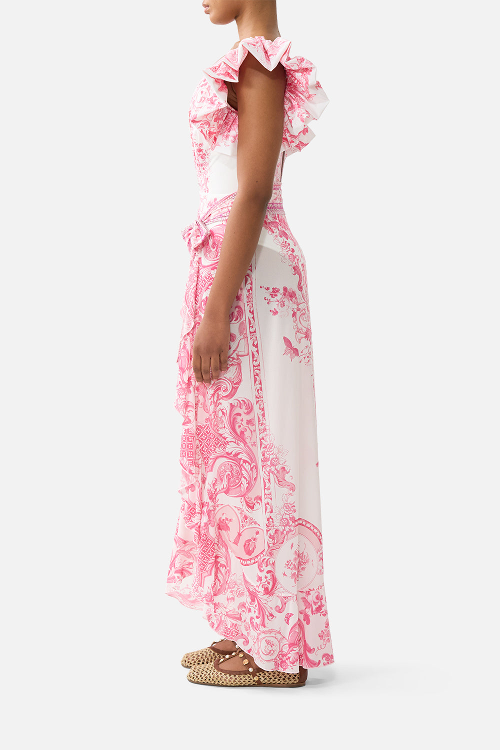 LONG SARONG W TIE WAIST AND FRILL EDGE LIVIN LA VIDA ROSA