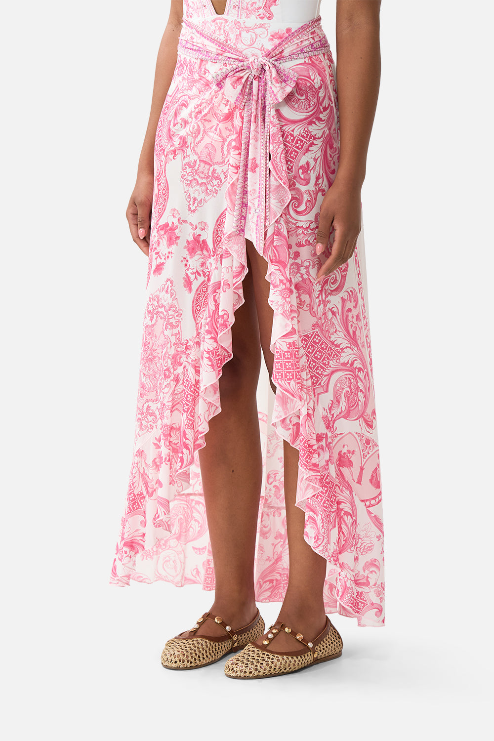 LONG SARONG W TIE WAIST AND FRILL EDGE LIVIN LA VIDA ROSA
