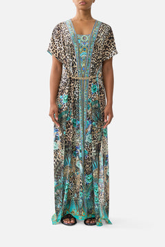 FRONT SPLIT BEACH MAXI DRESS W CHAIN FLAMENCO EUPHORIA