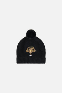 EMBELLISHED BEANIE SOLID BLACK