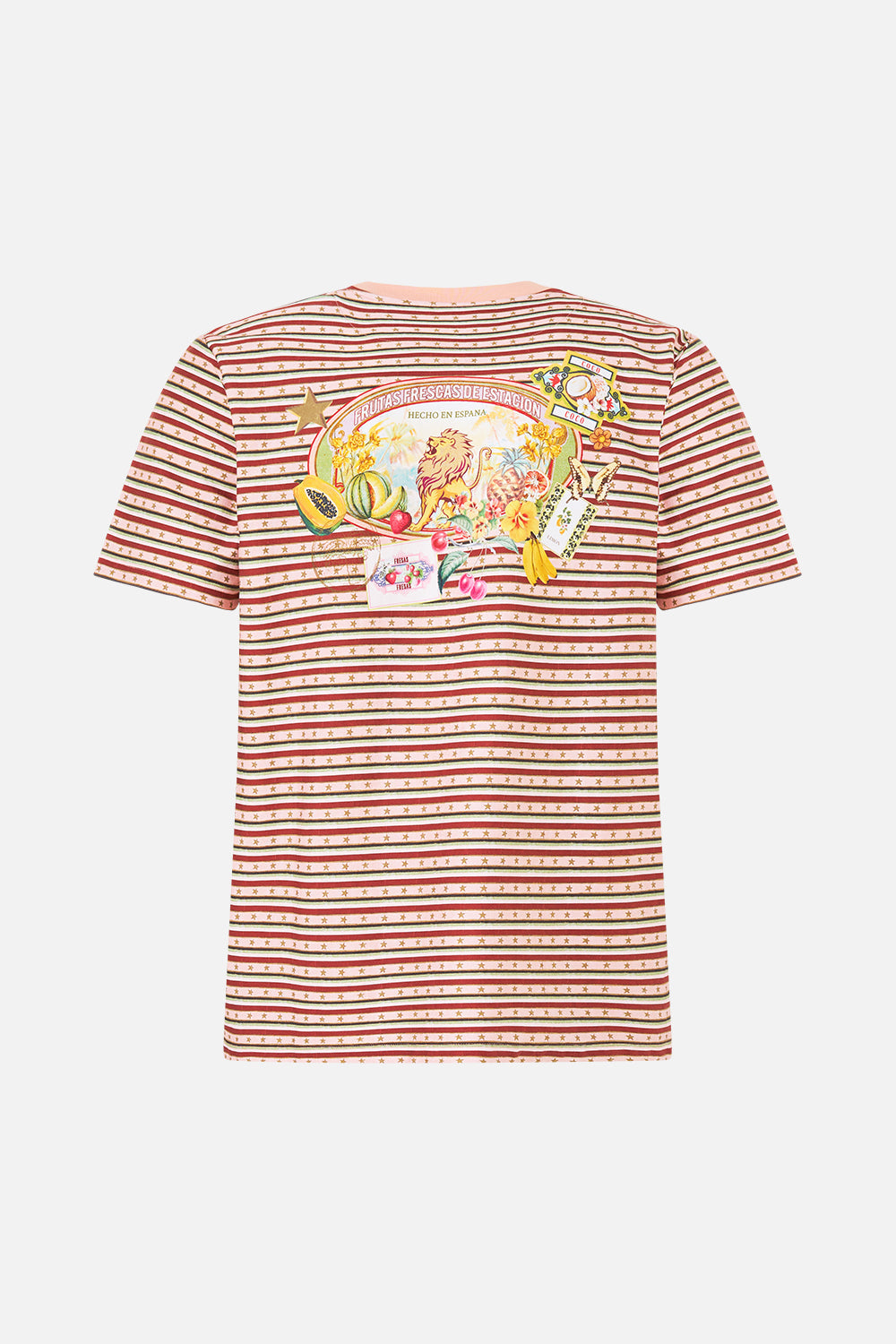 The CAMILLA SLIM FIT ROUND NECK T-SHIRT TORERO LIBERTINE in our  print.