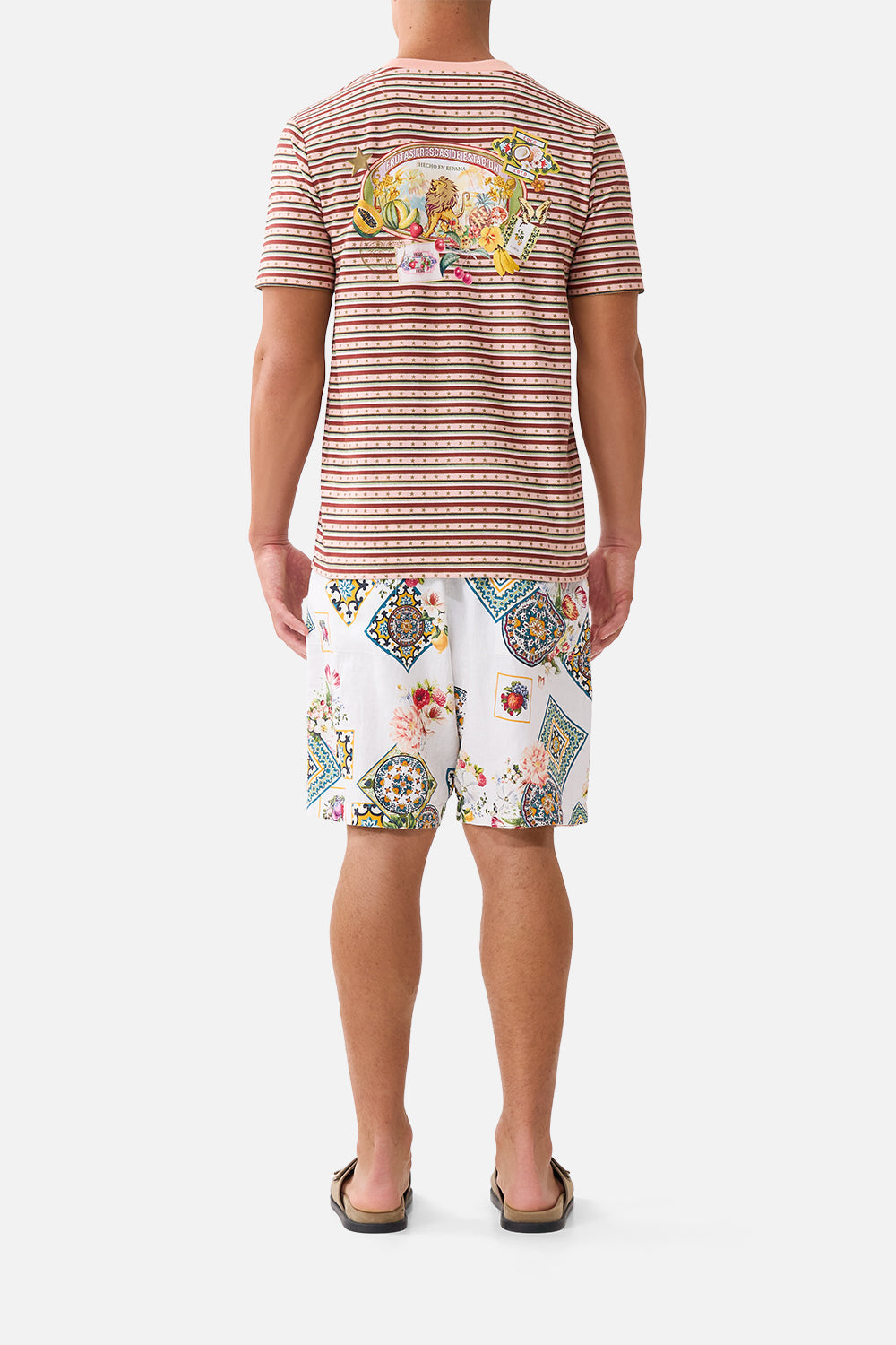 The CAMILLA MID LENGTH BOARDSHORT WITH ELASTIC WAIST WANDERLUST EMPIRE in our  print.