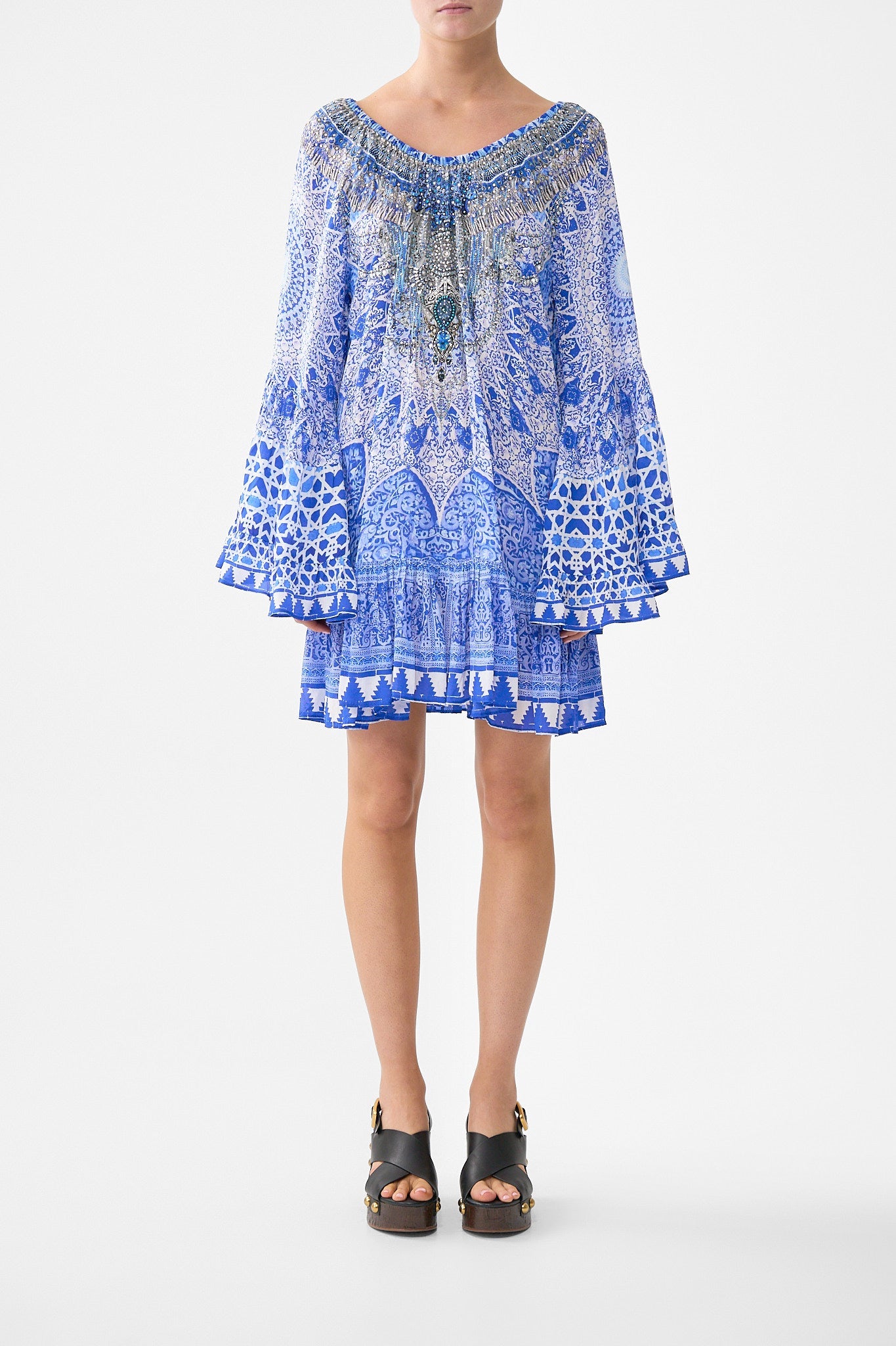 The CAMILLA ONE SHOULDER JERSEY DRESS HEIRLOOM EMPIRE in our  print.