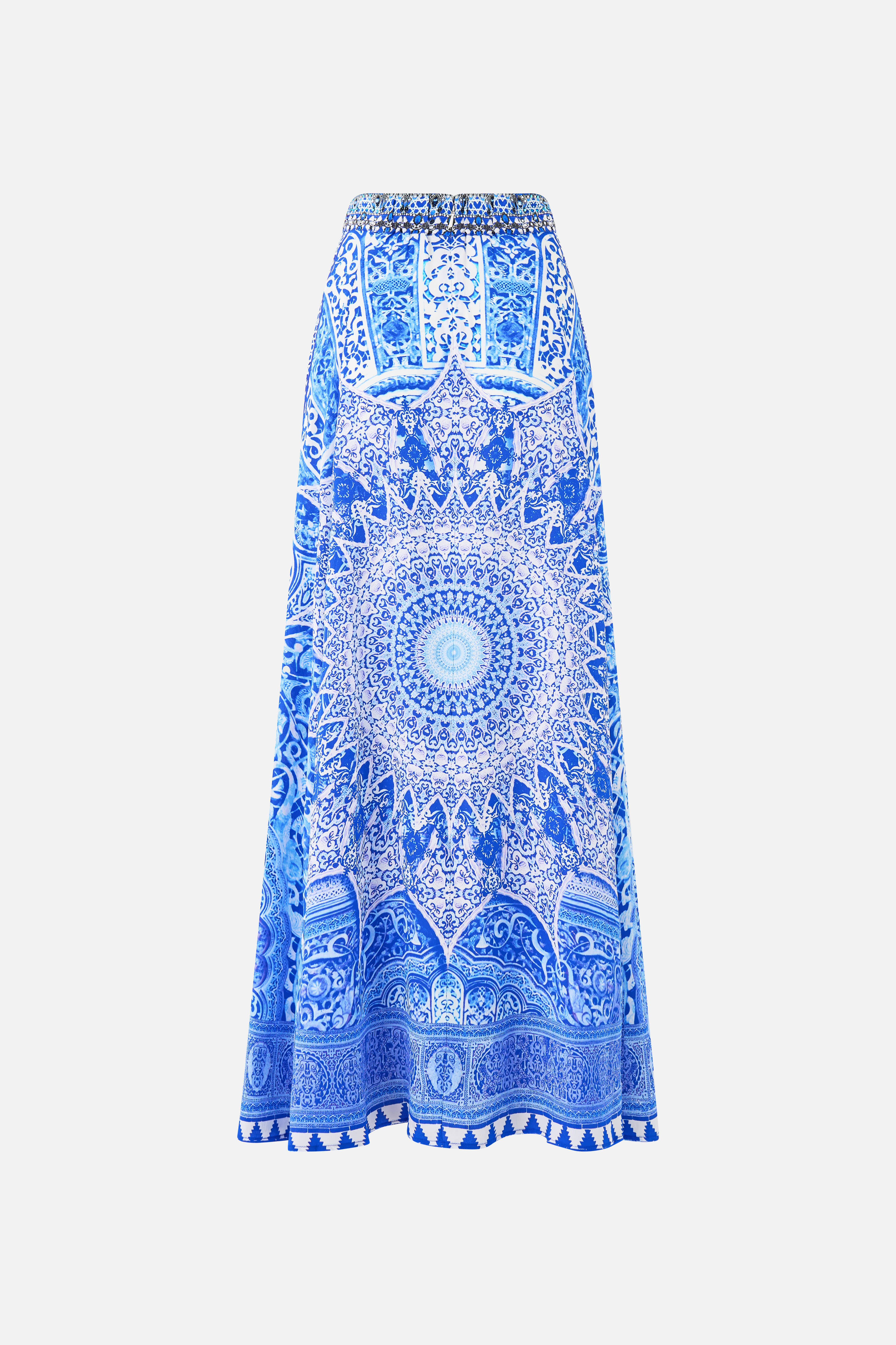 The CAMILLA TUCK FRONT JERSEY DRESS TOTEMS AND TREASURES in our TOTEMS AND TREASURES print.