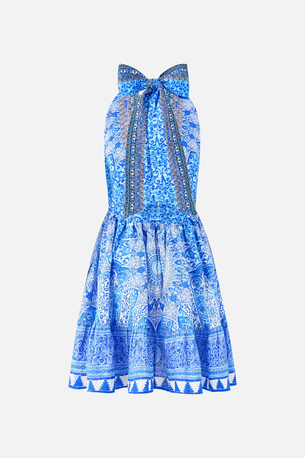 The CAMILLA FEATHER MINI SKIRT AMULETS AND ALCHEMY in our  print.