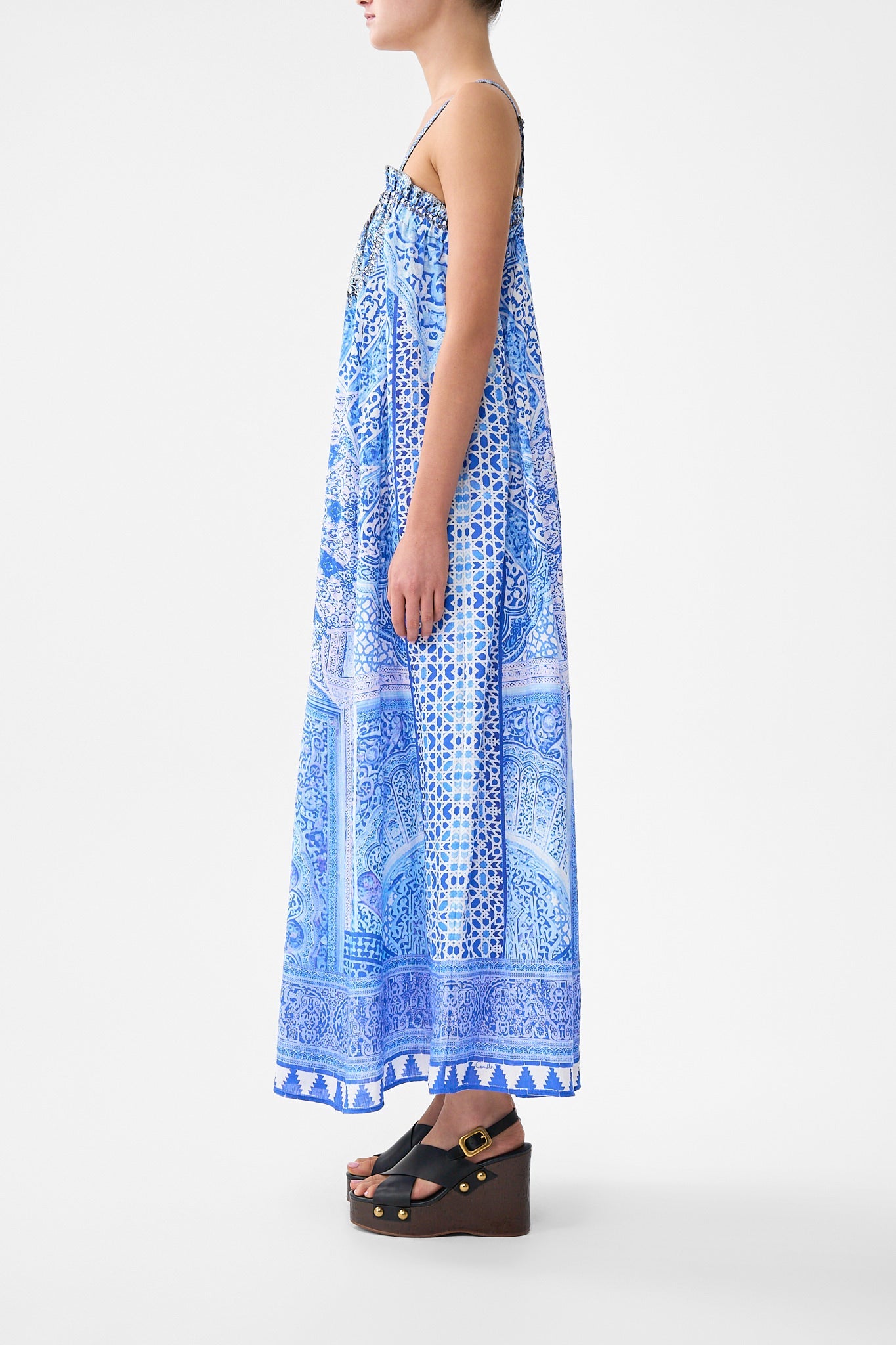 The CAMILLA MINI SHIRT DRESS WITH FEATHERS AMULETS AND ALCHEMY in our  print.
