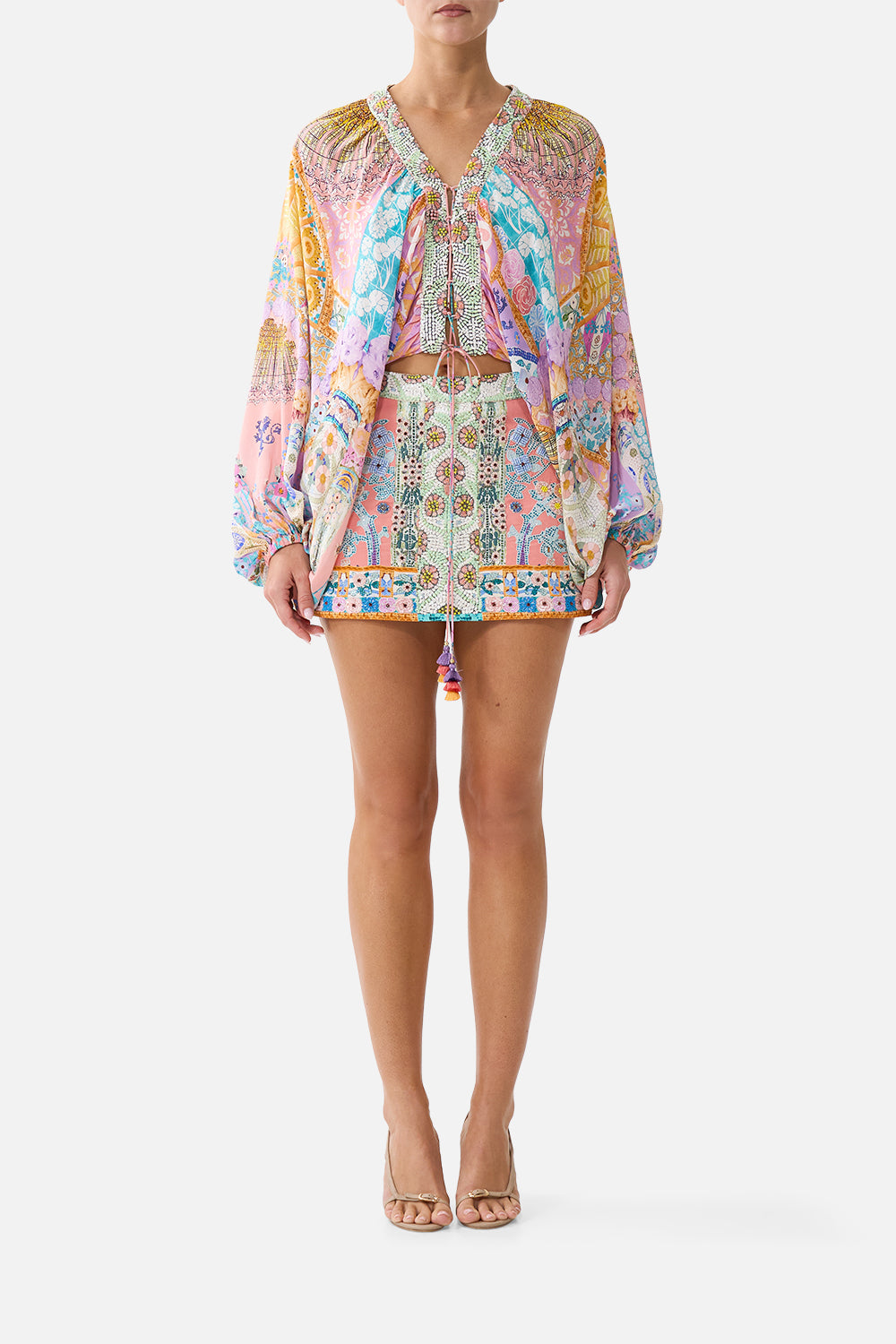 LACE UP FRONT BLOUSON SLEEVE BLOUSE HOWDY GAUDI