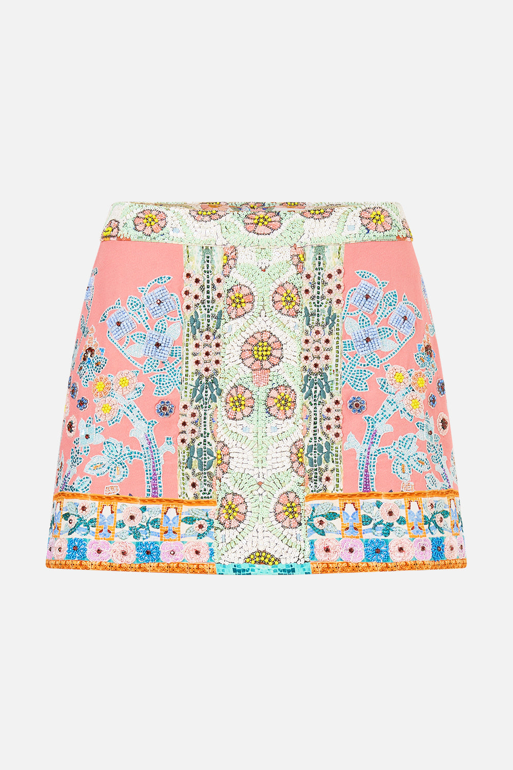The CAMILLA SHORT SHIRRED SKIRT THE PORCELAIN PARLOUR in our  print.
