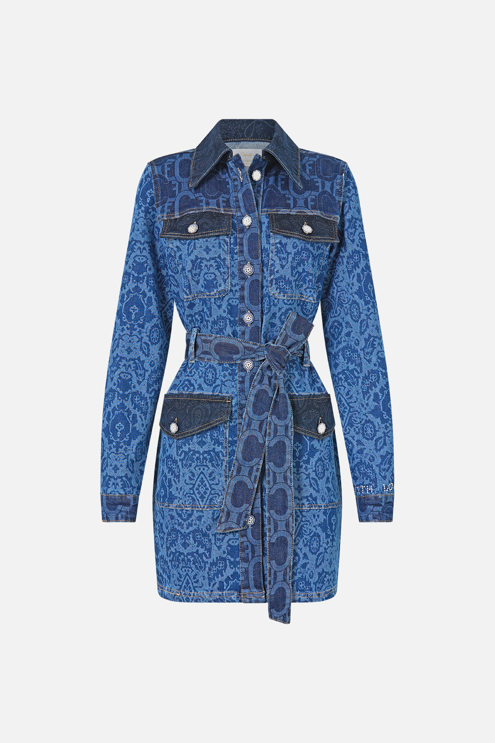 The CAMILLA ONE SHOULDER DRESS WITH BLOUSON SLEEVE THE CALL OF CATALONIA in our  print.